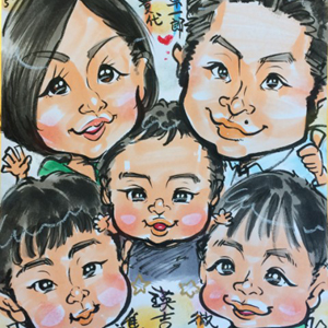 群馬県へ似顔絵出張