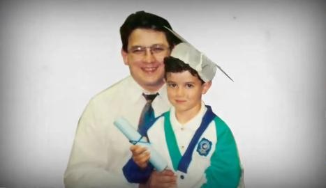 Kevin and Mr. Jonas. Wonder what the real background looks like? We do too..