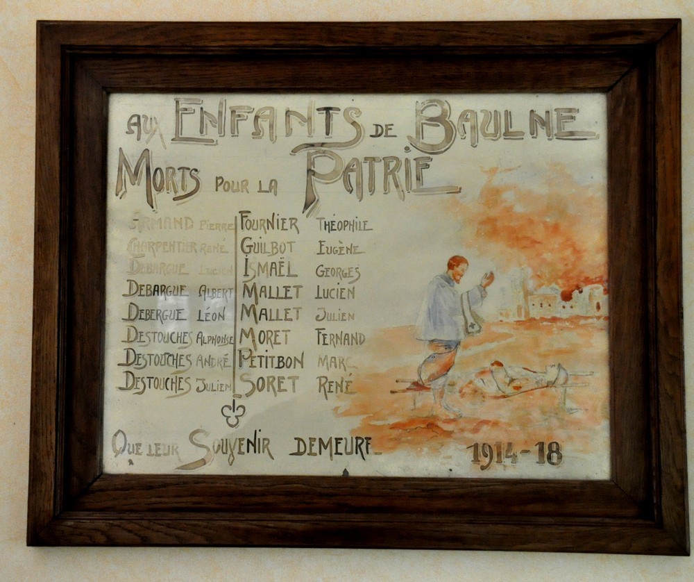 Tableau à la mémoire des morts 1914-1918 (mairie de Baulne)