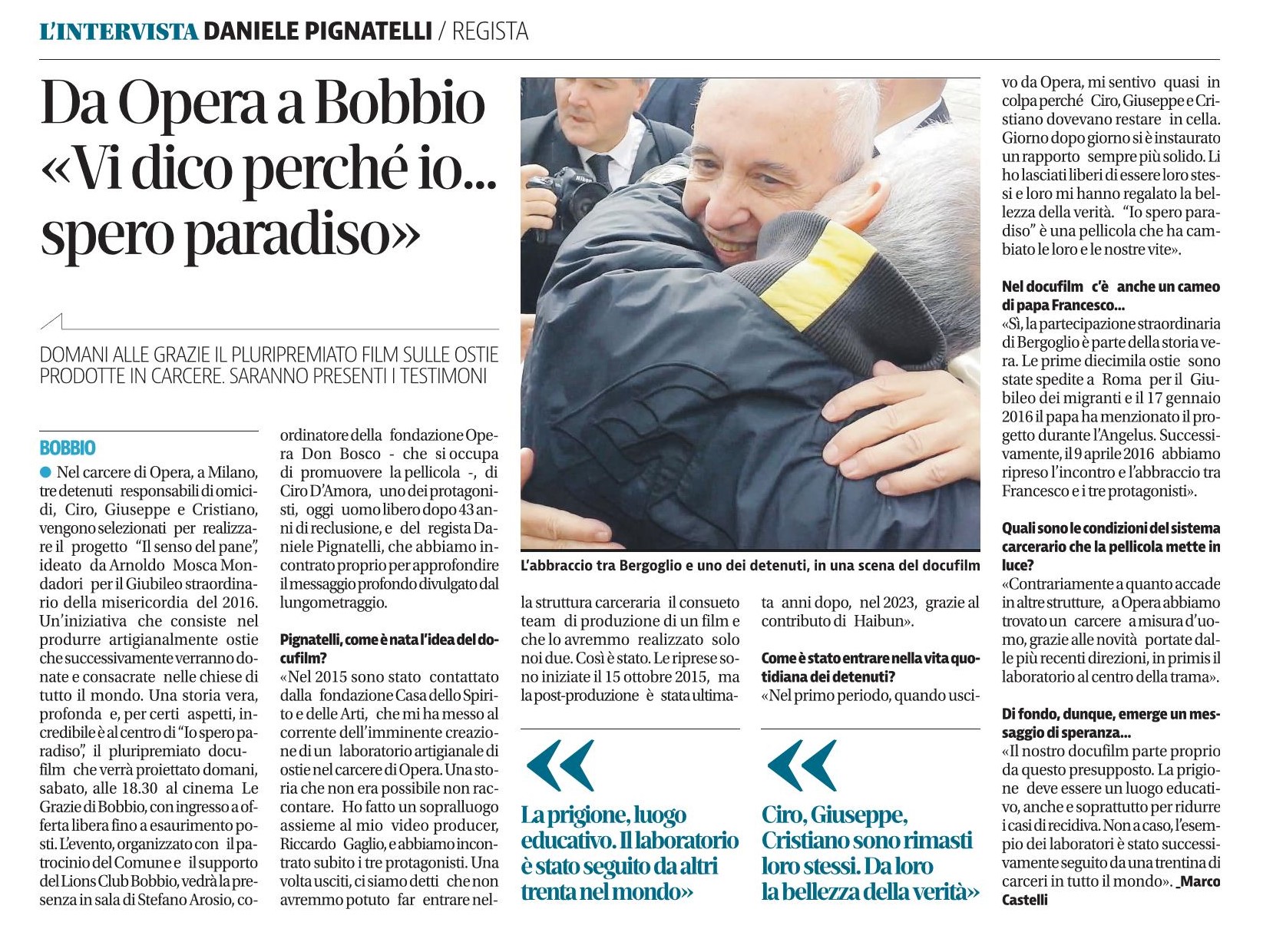 quotidiano libertà - io spero paradiso