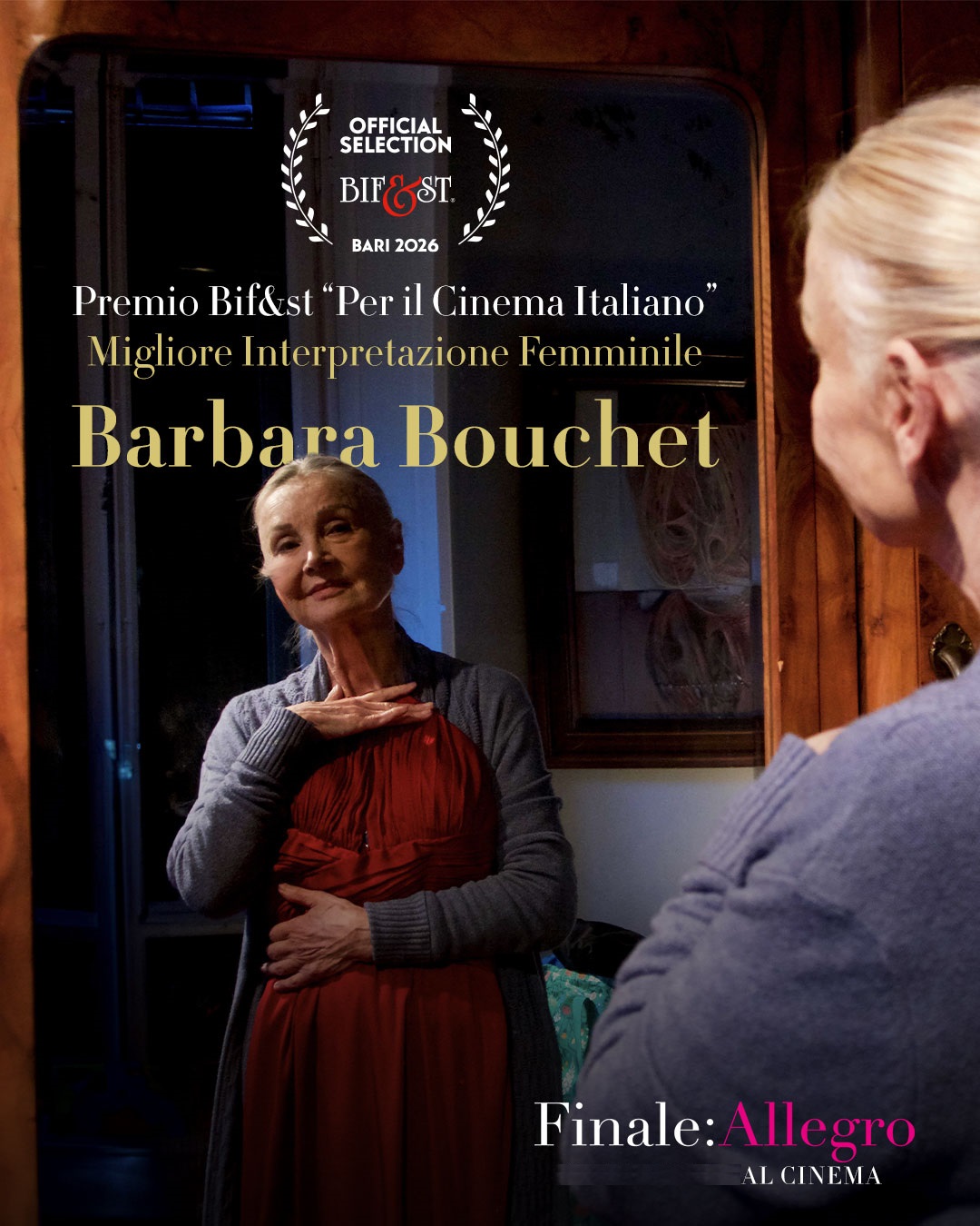FINALE ALLEGRO  Premio Speciale Nastri d'argento 2026 a Barbara Bouchet lunedì 13, martedì 14, mercoledì 15: ore 21:00 domenica 19: ore 18:30 #FinaleAllegro