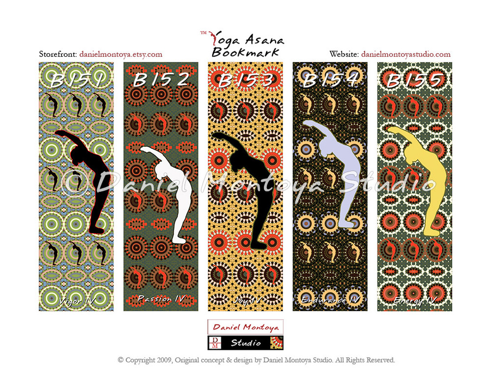 Yoga Asana Bookmarks Digital Art Daniel Montoya Studio