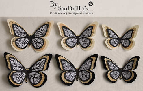Papillons décoratifs en papier. Tous droits réservés. 