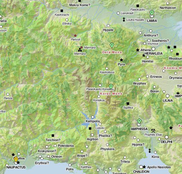 Acilius marche sur Amphissa (Digital Atlas of Roman Empire)