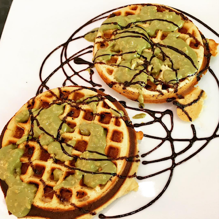 pistachio cream waffles from kenny's world of juices