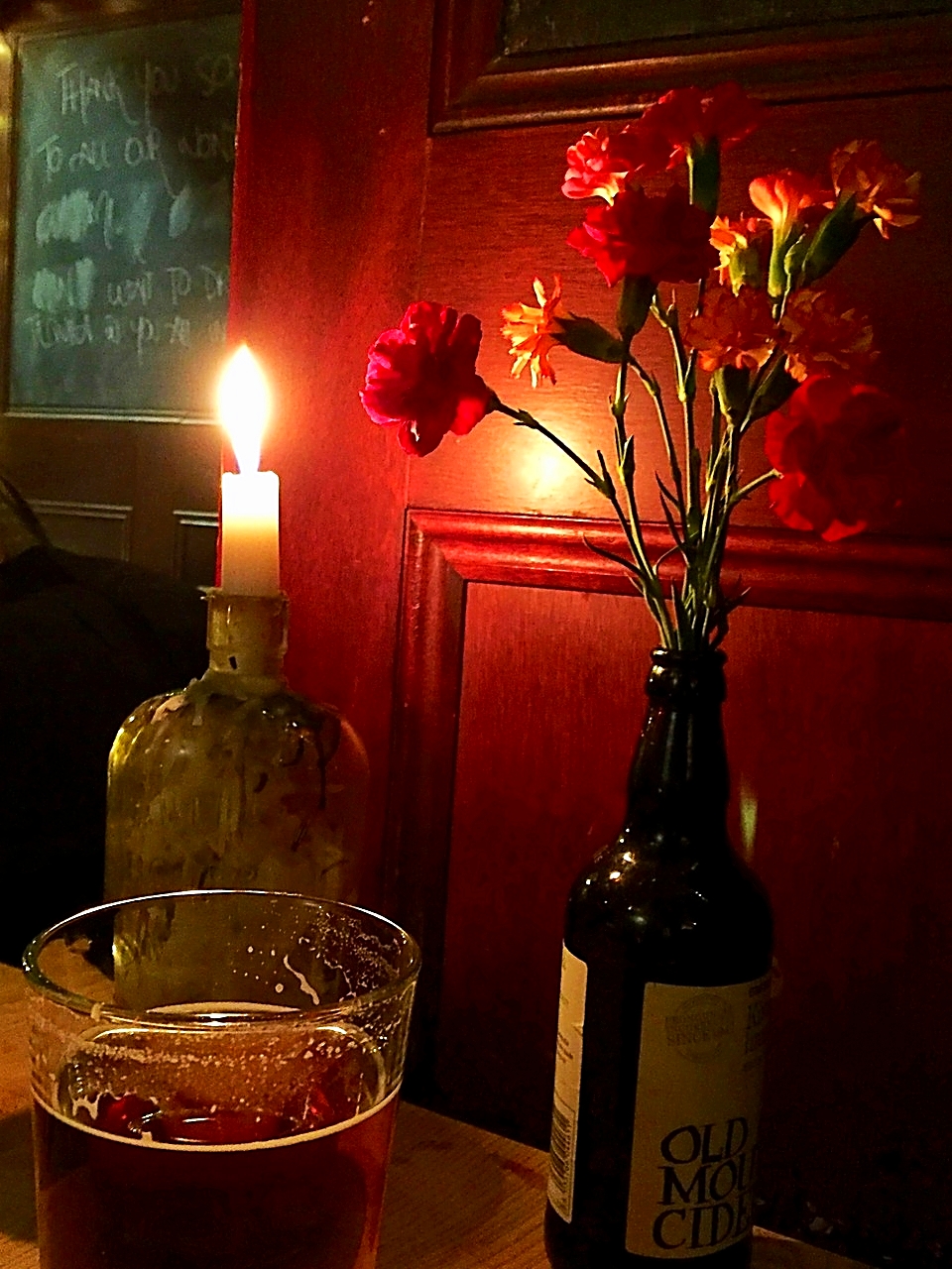 candle and flowers