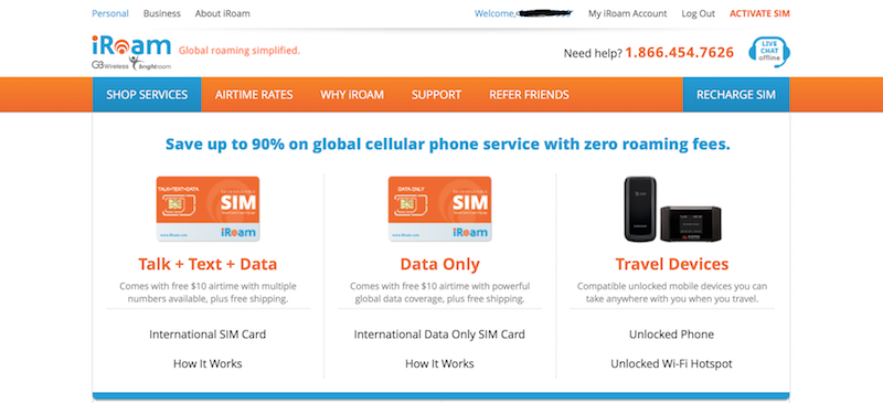 iroam talk text data plans