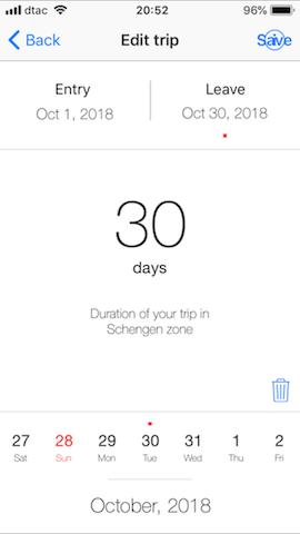 edit trip schengen 90 app