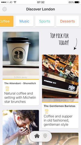 discover coffee shops in london with hollabox app