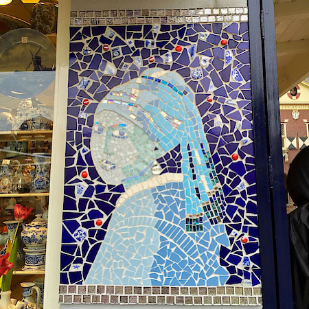 Girl with a Pearl Earring Delft Blue mosaic 