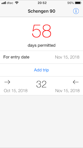schengen 90 app calculates remaining days