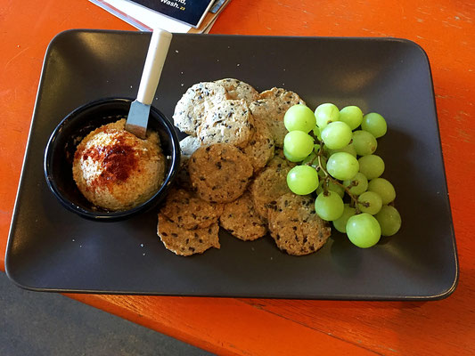 hummus plate at purrington's cat cafe