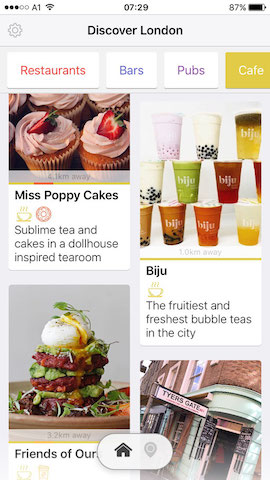 discover cafes in london with hollabox app