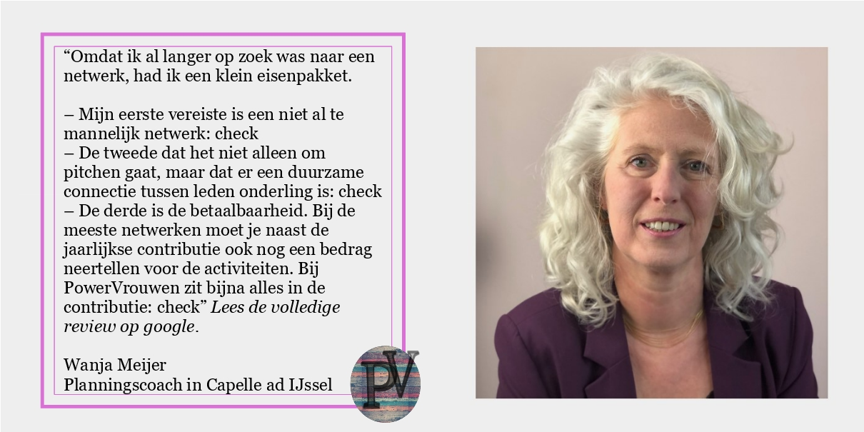 review voor het platform PowerVrouwen Nederland voor vrouwelijke ondernemers