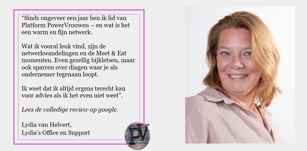 review voor het platform PowerVrouwen Nederland voor vrouwelijke ondernemers