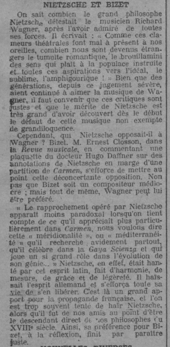 Nietzsche et Bizet