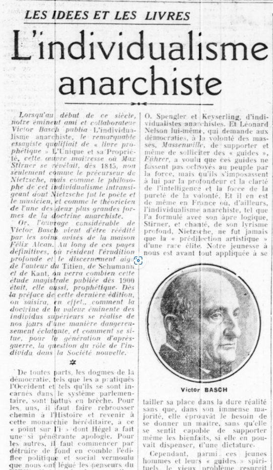 Victor Basch, L'individualisme anarchiste
