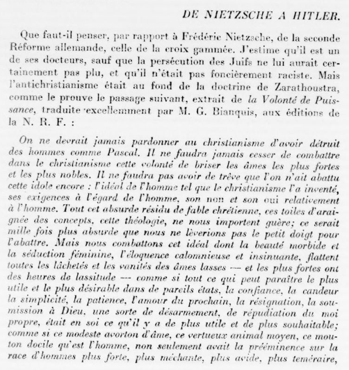 De Nietzsche à Hitler