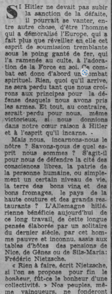 Mauriac Nietzsche Hitler