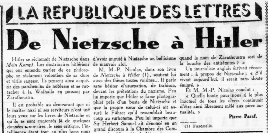 De Nietzsche à Hitler