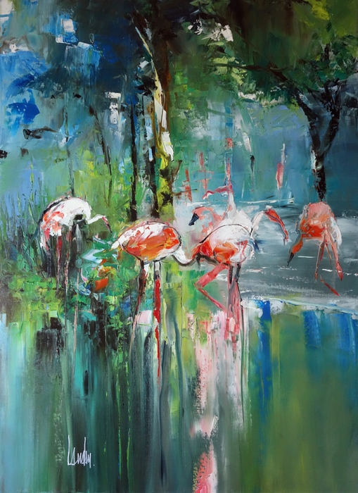 "Flamingo beach" - 100x73