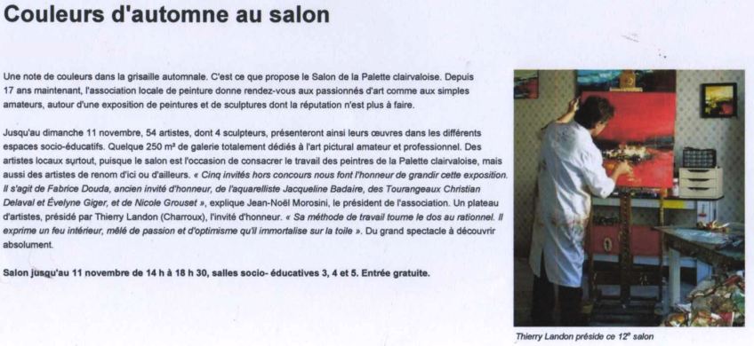 Article "La Nouvelle-République" du 08/11/12