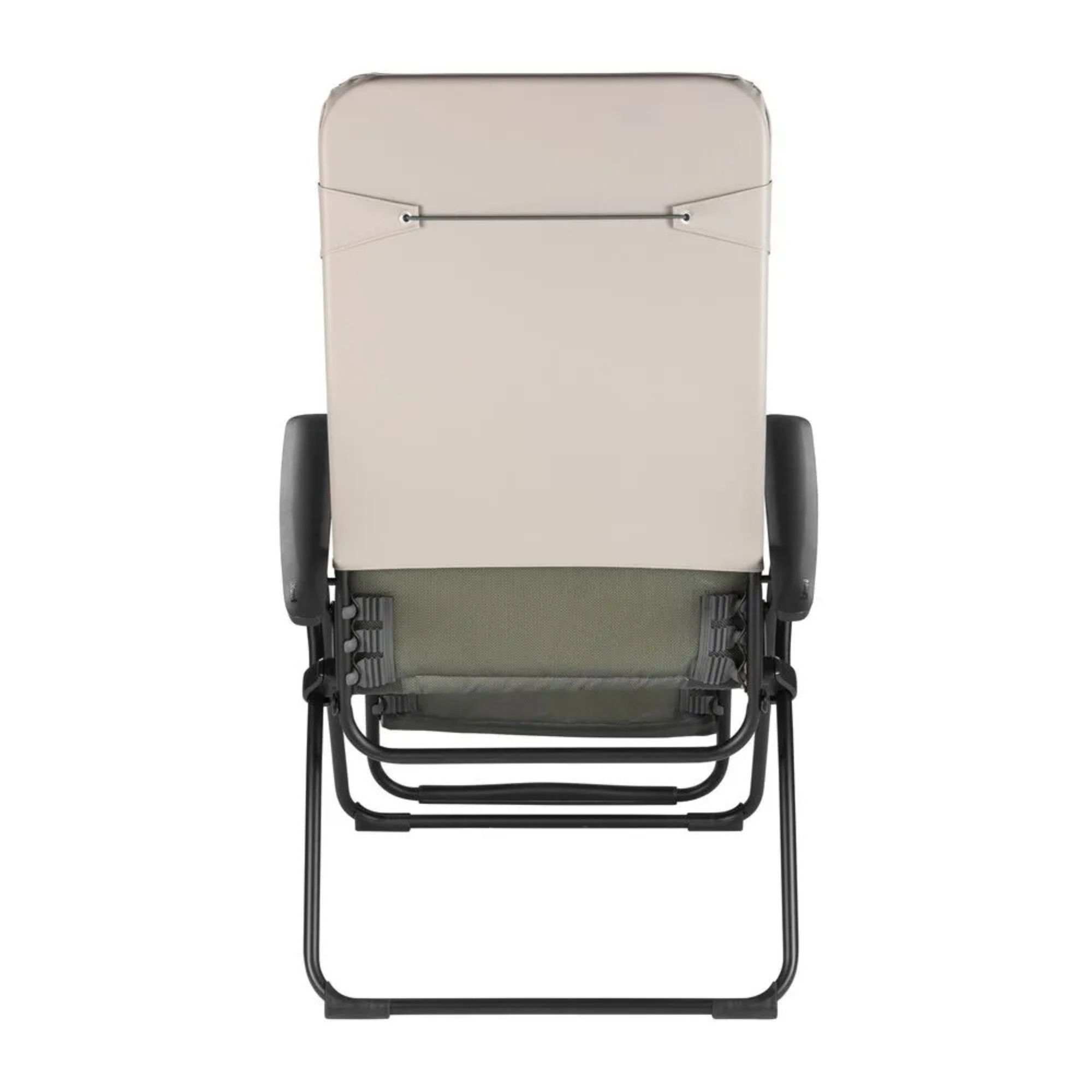 Fauteuil relax Vital Lafuma beige gypse vu de dos, structure tube acier noir