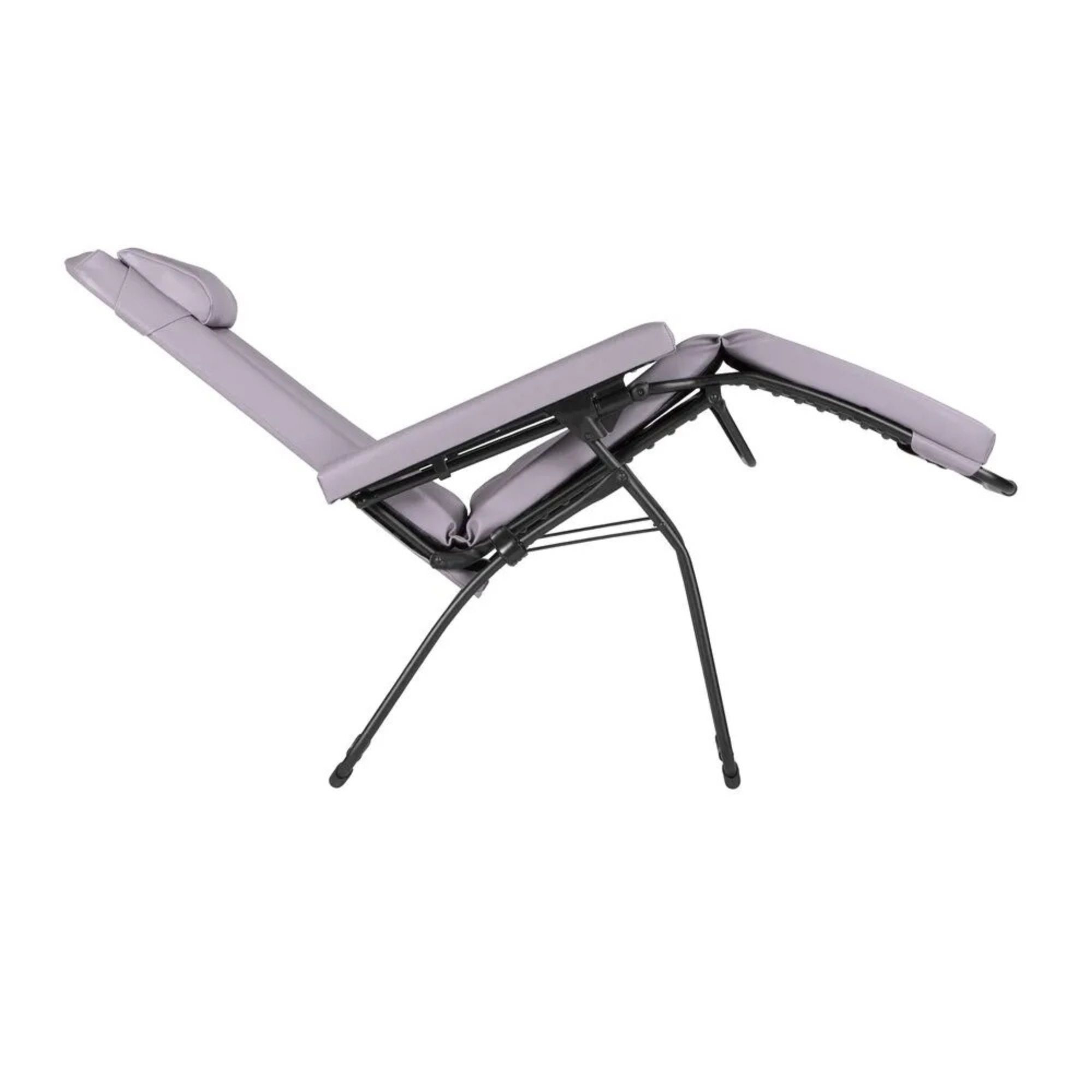Fauteuil relax Lafuma Oxygène incliné en position Zéro Gravité pour soulager le dos et améliorer la circulation sanguine.