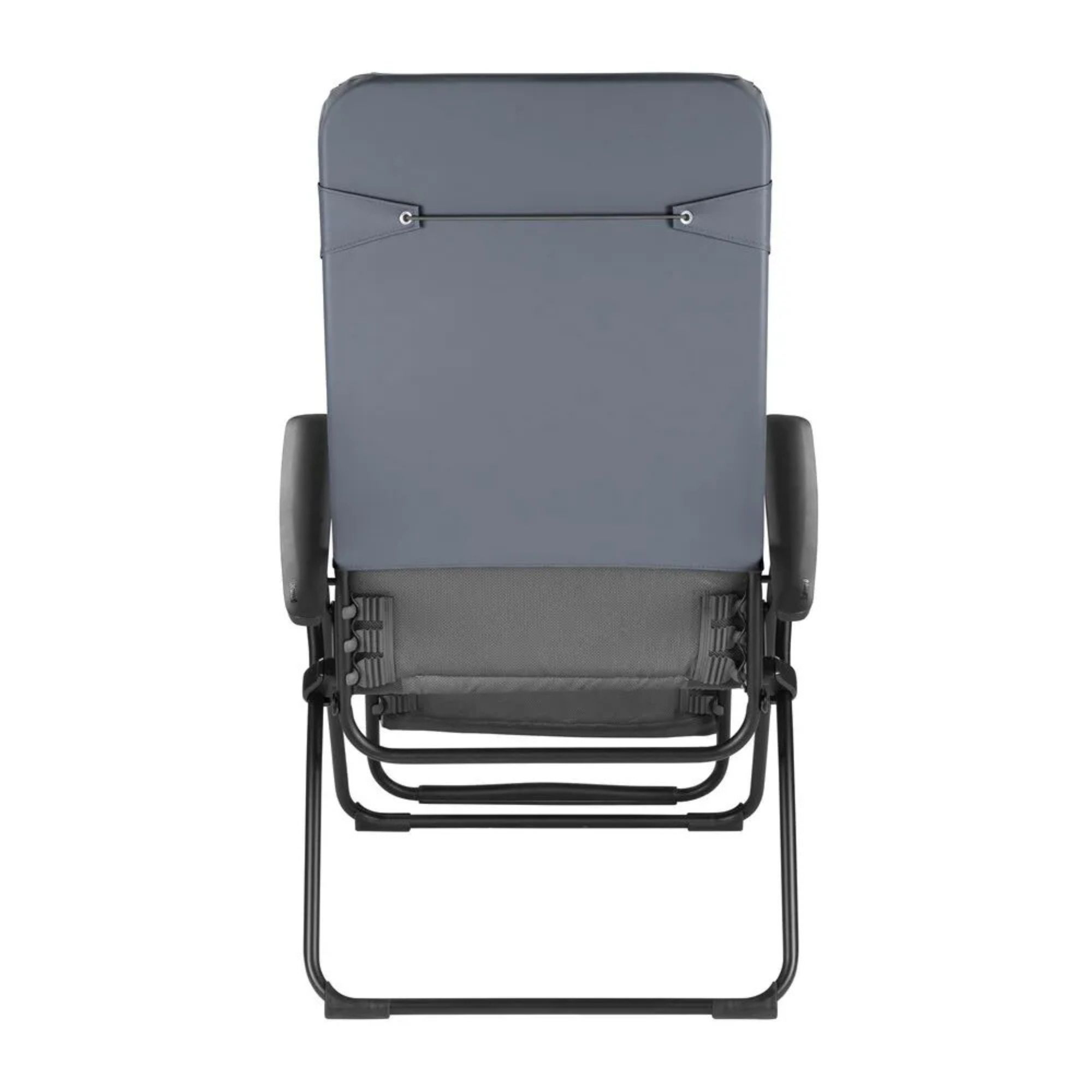 Fauteuil relax Vital Lafuma gris charbon vu de dos, structure tube acier noir
