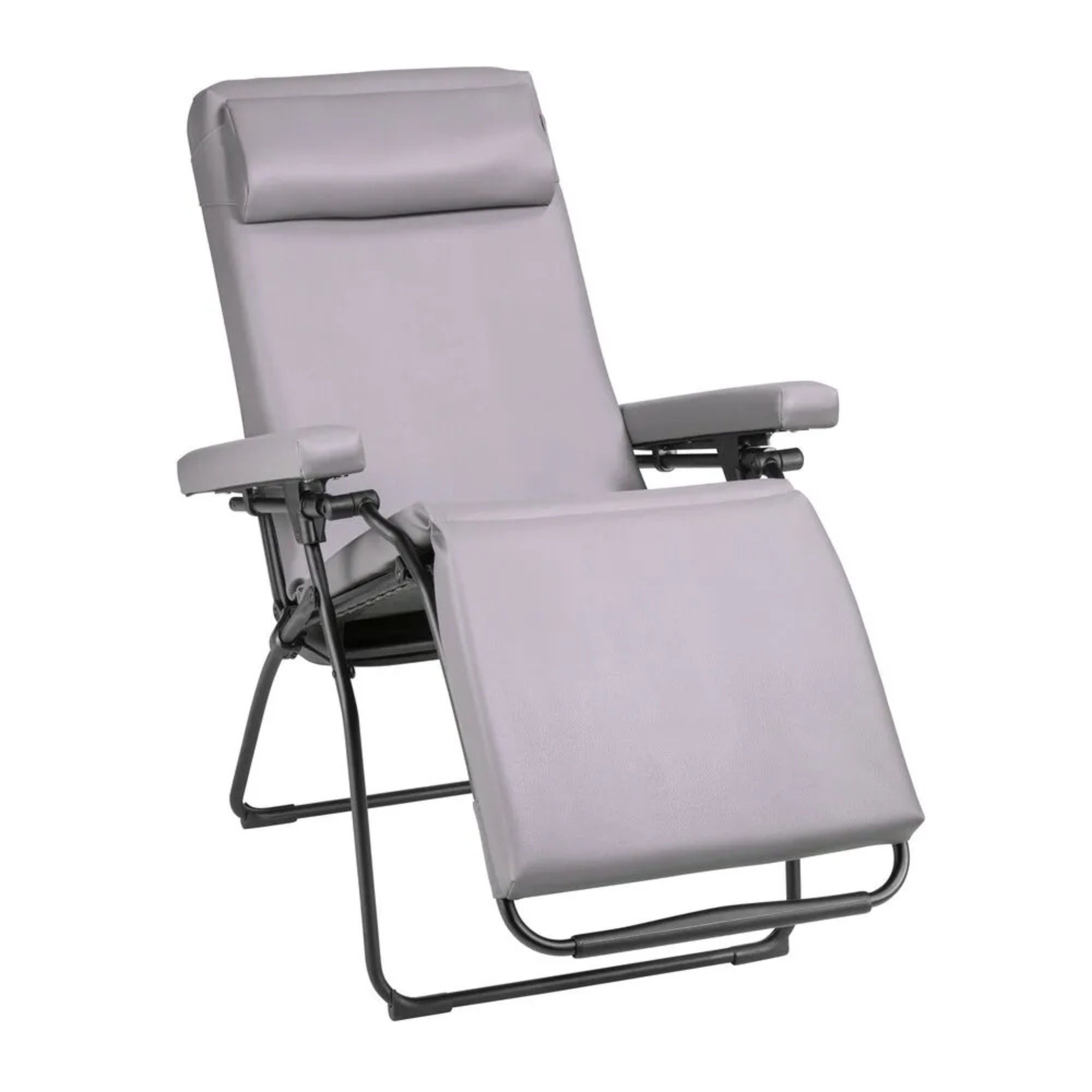 Fauteuil ergonomique Lafuma Mobilier Oxygène matelassé violet empreinte en position semi-assise.