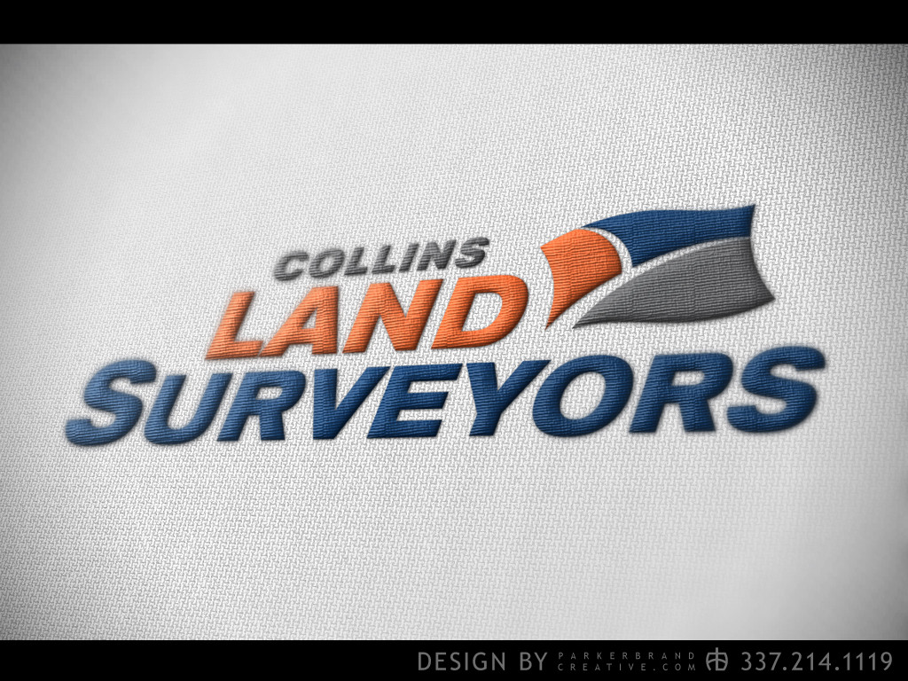 Collins Land Surveyors Logo Design Lake Charles Parker Brand