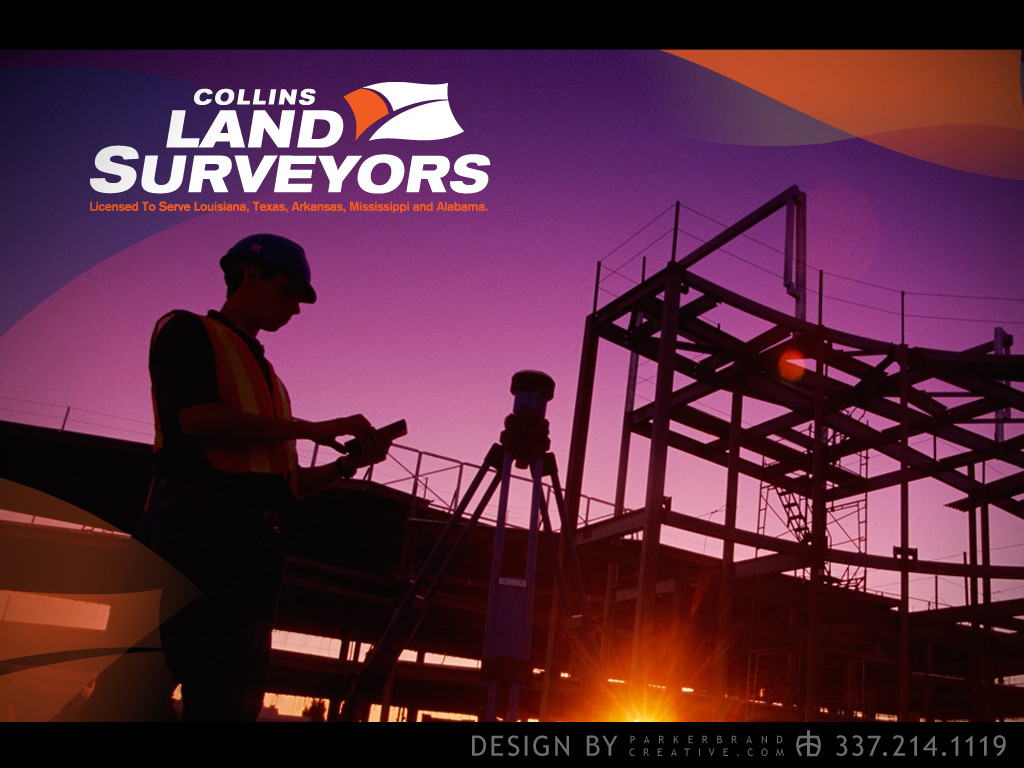 Collins Land Surveyors Logo Design Lake Charles Parker Brand