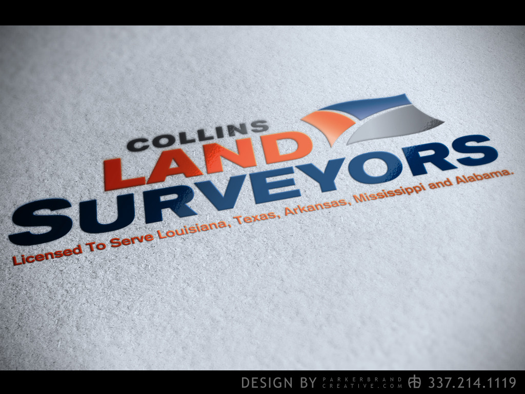 Collins Land Surveyors Logo Design Lake Charles Parker Brand