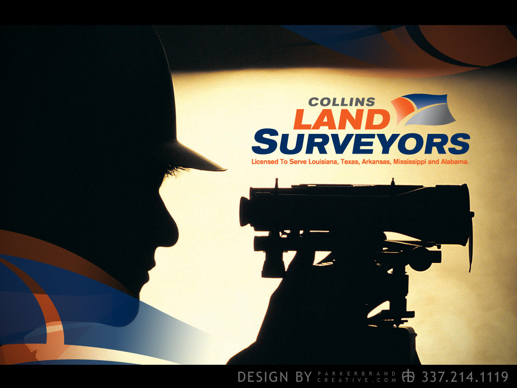 Collins Land Surveyors Logo Design Lake Charles Parker Brand