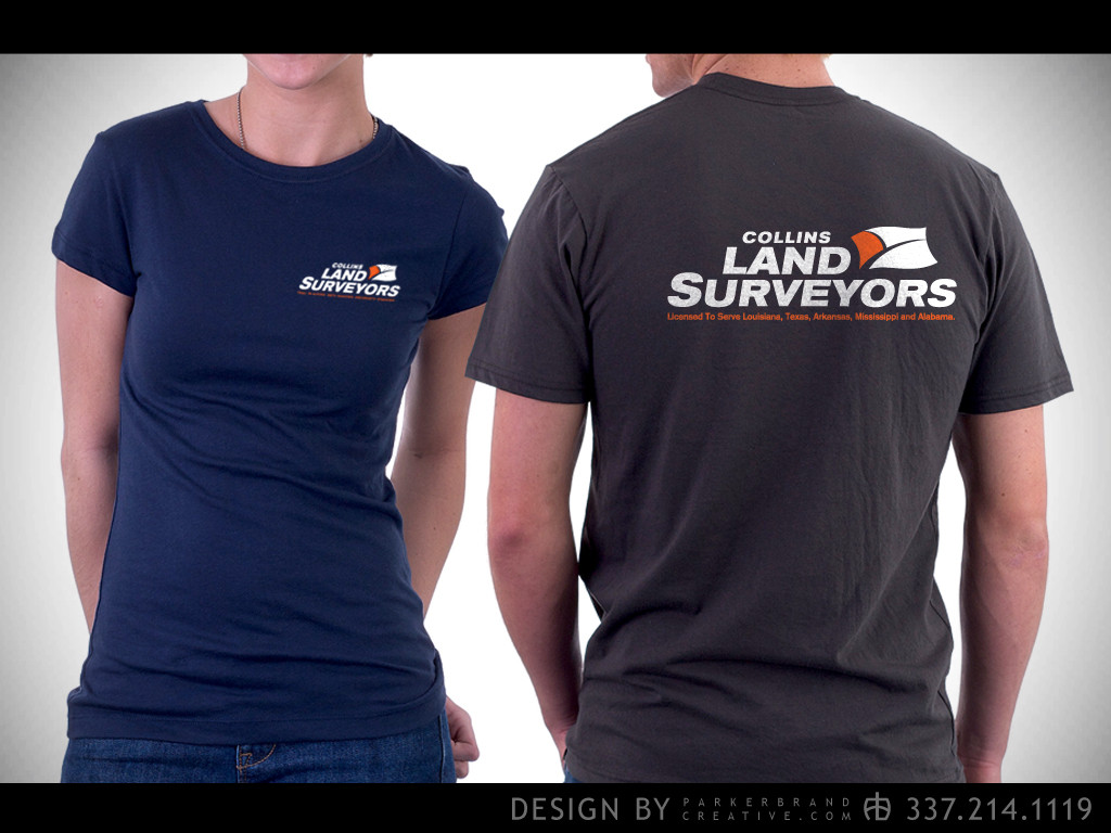 Collins Land Surveyors Logo Design Lake Charles Parker Brand