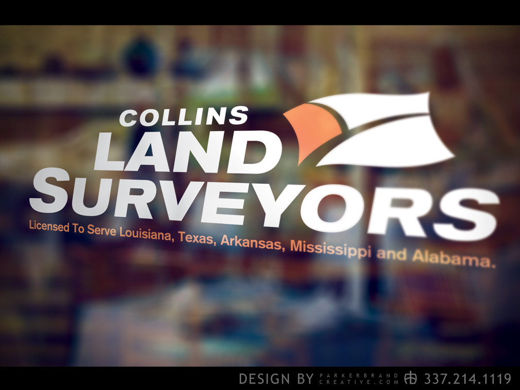 Collins Land Surveyors Logo Design Lake Charles Parker Brand