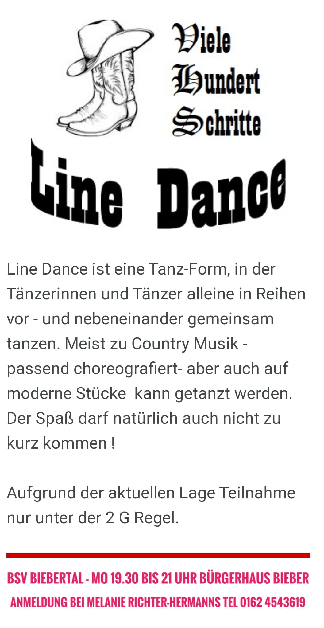 Anmeldung bei Melanie Richter, Tel 01624543619