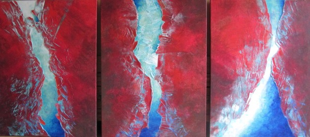 "Licht & Kraft" 2014, Acryl auf Leinwand, je 60 x 80 cm (verkauft)
