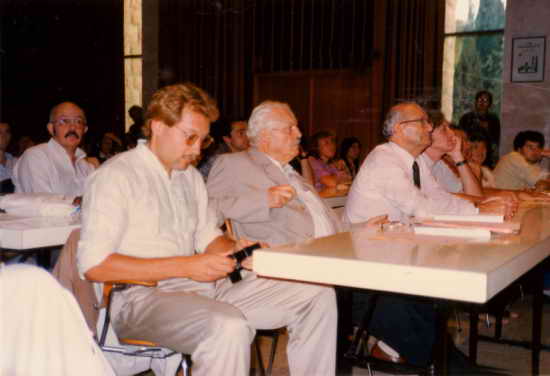 Peter Rühe (left) and Dr. Rainer Hildebrandt (centre), founder director of the Human Rights Museum, Berlin. Photograph: Nurit Moalim