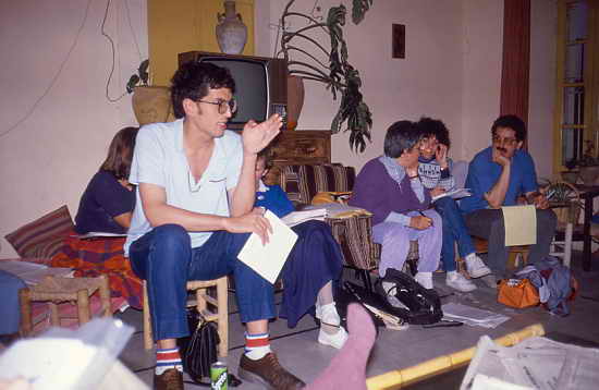 Preparatory meeting for the exhibition at Beit Noah, Musrara, Jerusalem. Photograph: Peter Rühe