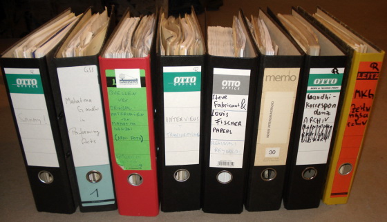 30 Box files with addresses, photos and information with Gandhi institutions in India and abroad
