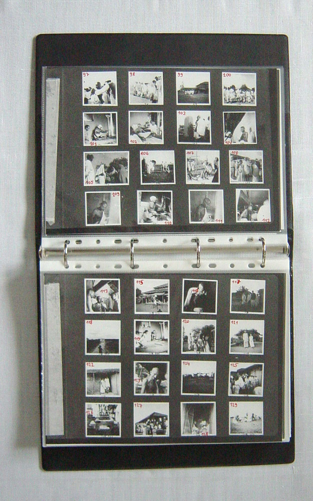 Lever-arch file with a reproduction of Kanu Gandhi’s reference album of his photographs