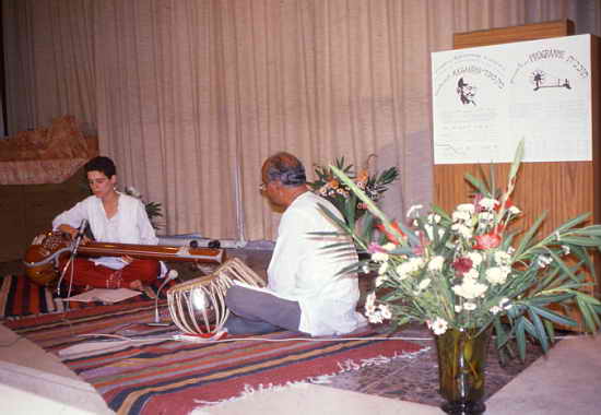 Sitar artist Mira Nair performs during the inauguration of the Gandhi exhibition, Tantur, 13 October 1987.