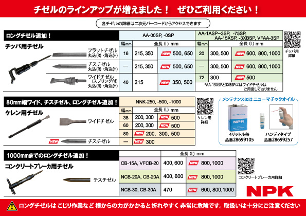 チゼルのラインアップが増えました！