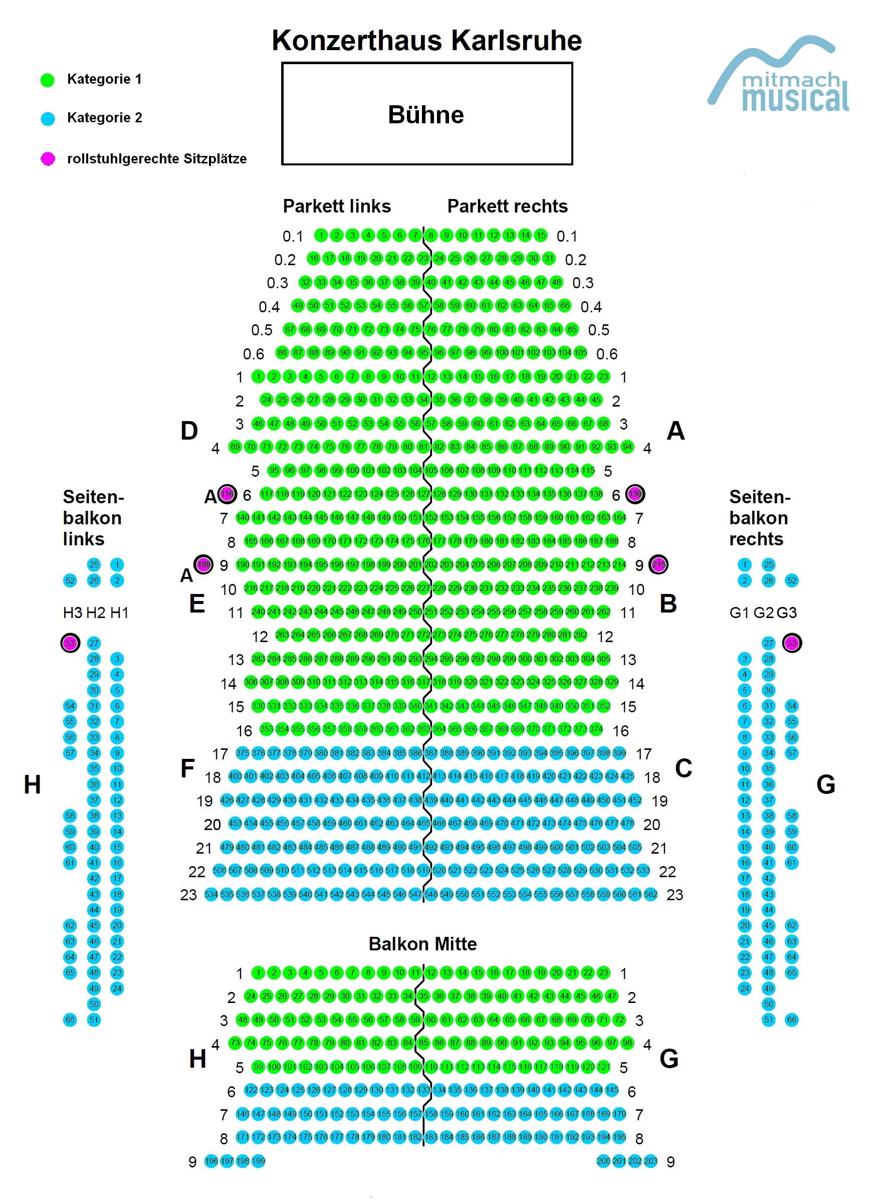 Sitzplan Konzerthaus Karlsruhe - MitmachMusical Karlsruhe