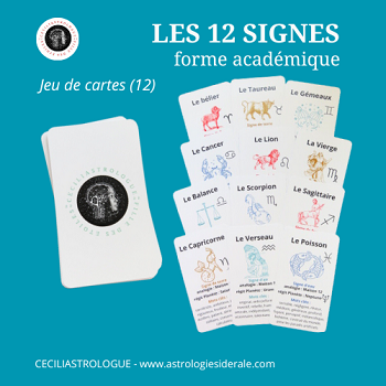 Jeu de cartes 12 signes académique