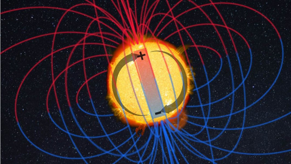 Un graphique illustrant les lignes du champ magnétique solaire qui s'inversent tous les 11 ans