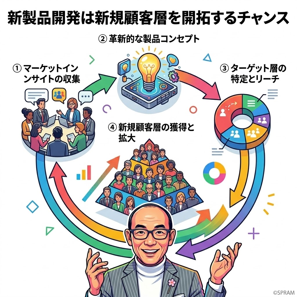 新製品開発は新規顧客層を開拓するチャンス、の意味