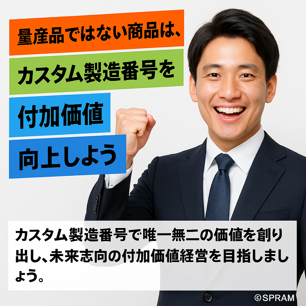 量産品ではない商品は、カスタム製造番号を付けて付加価値向上しよう