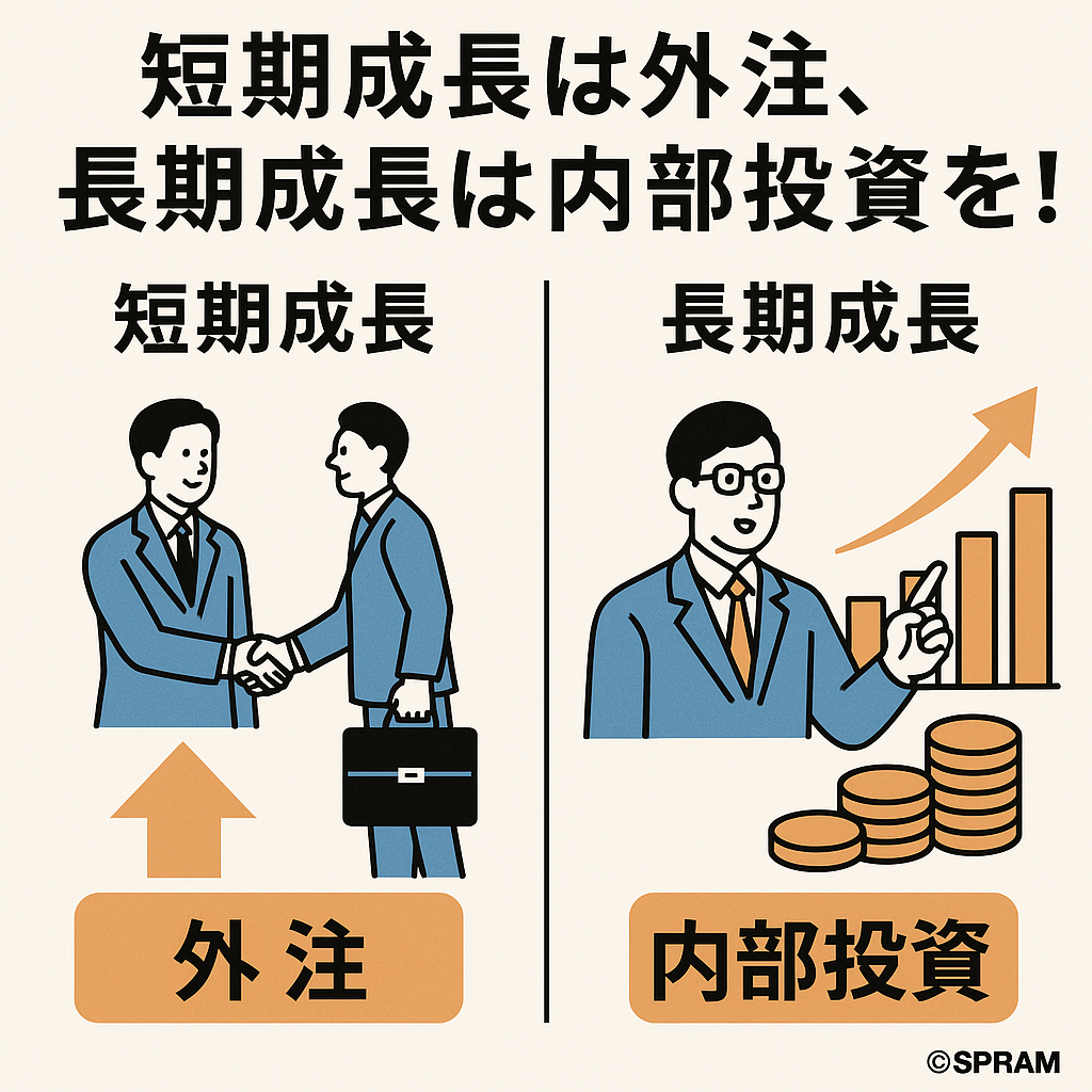 短期成長は外注、長期成長は内部投資を！